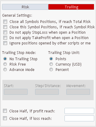 VFSMarkets Risk Management Expert - Trailing Stop Tools